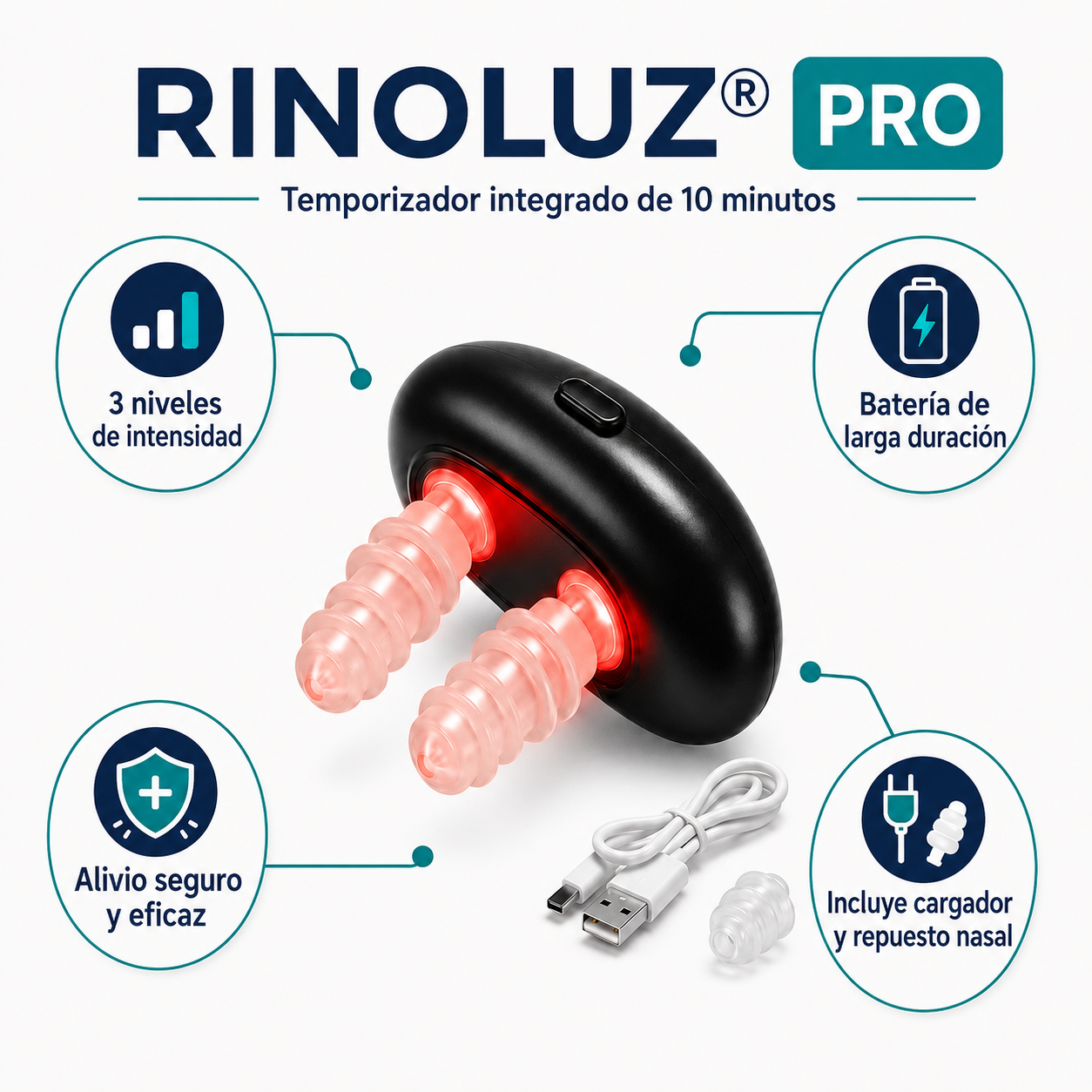 Luz Roja Nasal para Congestión y Alergias