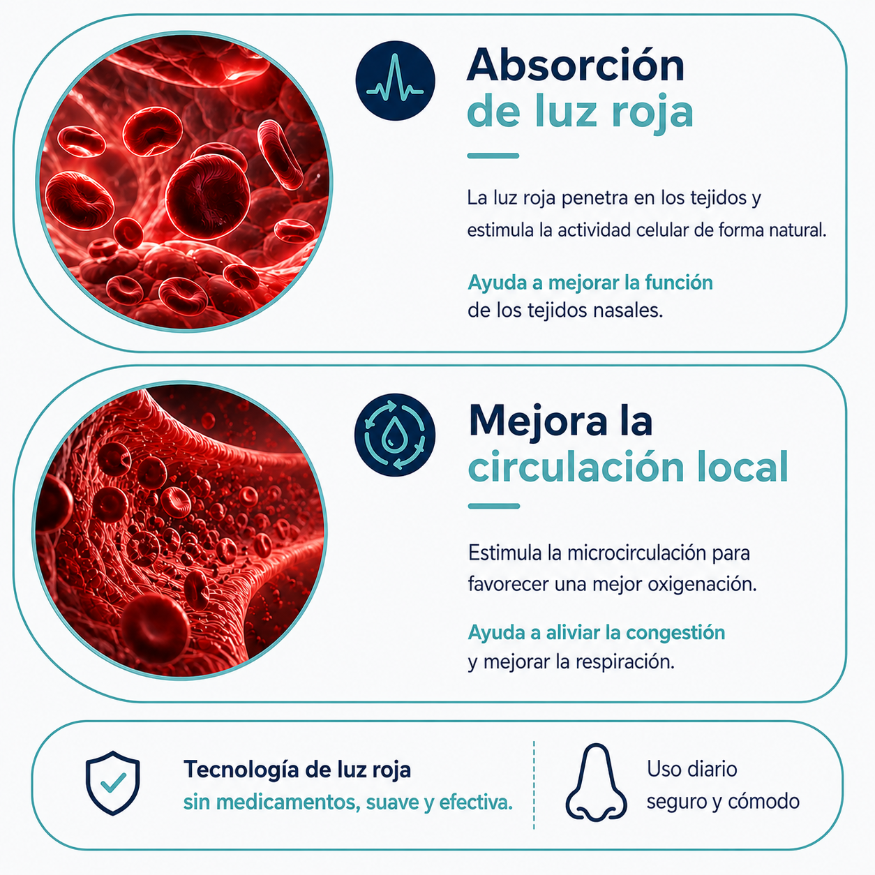 Luz Roja Nasal para Congestión y Alergias